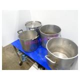 LOT, 4PCS ASST SIZE ALUM STOCK POT W/ 1 LID