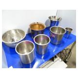 LOT, 3 S/S MIX BOWL, 4 ROUND INSERT & WINE BUCKET
