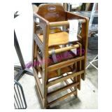 3X, BROWN WOOD HIGH CHAIR FOR CHILD