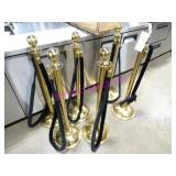 LOT, 6PC 40"T BRASS STANCHION W/ SECURITY ROPES