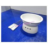 LOT, NEW 5PC CHASSEUR PORCELAINE CHOCOLATE FONDUE