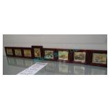 LOT,8X 3.5"x 3" GOLD ART PICTURES WITH WOOD FRAMES