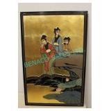 LOT, 3PCS, GOLD FOIL 3-WOMEN+LILY PAD POND PRINT