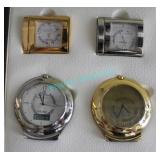LOT, 4PCS, MINI GOLD+SILVER SEIKO CLOCKS