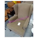 LOT, 2 FABRIC WING BACK CHAIRS