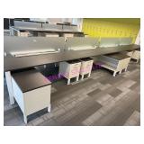 1X 8 WORKSTATION POD W/ CABINETS