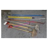 LOT, 7 PCS ASST. HANDLES + GARDENING TOOLS