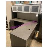 1X GLOBAL 72" X 72" L SHAPE DESK W/ HUTCH