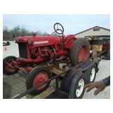 IH low boy with Belly mower, been sitting in barn