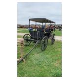 2 Bench Fringed Surrey Horse Carriage, single yok.