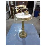 Vintage Brass & Marble Rotary Telephone Table