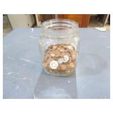 Jar w/Various Coins Mostly Pennies