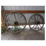 2-Wooden Wagon WHeels, 48in. & 41in.