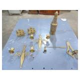 Brass Candle Holders, Bookends, Misc.