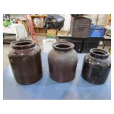 9, 8, 7in. Pottery Pots, 2 are Red Wing