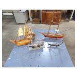 4 Various Wood Model Boats
