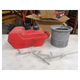 Ice Rod Holder,Vintage Galvanized Minnow Bucket &