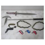 4-Folding Pocket Knives, 2 Paracord Lanyards, &