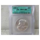 1960-D Franklin Silver Half Dollar Graded