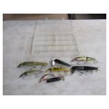 9-Fishing Lures w/Plano Container