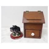 Black Bear & Cubs Statue 6.75in. T,Wood Recipe Box