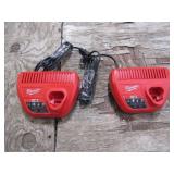 2-Milwaukee M12 Battery Chargers Cat #:48-59-2401
