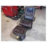 Adj. Leather Swivel Chair w/Foot Stool