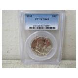 1961 Silver Frankling Half DOllar PCGS PR65