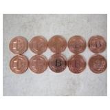 10-1oz. .999 Copper Bitcoin Coins