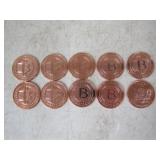 10-1oz. .999 Copper Bitcoin Coins