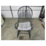 Gray Wooden Rocking Chair w/Padded Cushion