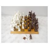 Chess Board w/Ceramic Pieces,1 Knight is Broke