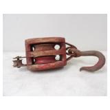 Antique Wood & Metal Pulley (Tackle Hoist/Barn Pul