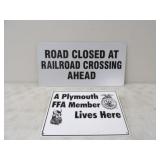 24x12 Road Closed at Railroad Sign, Plymouth FFA