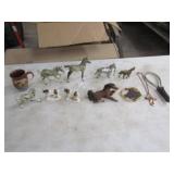 8 Horse Figurines, 1 Clay Horse Mug, Necklace, &