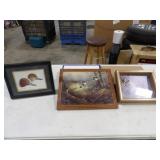 2-Duck Head Drawing by Richer 1982 Framed 12x9.5