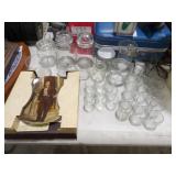 Assorted Glasses, 7 Medium Glass Jars, &
