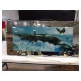 Bald Eagle & Lighthouse Light Up Mirror, Works,