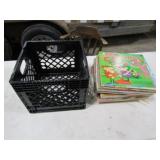 Approx 53 Cristmas Records w/Milk Crate
