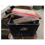 Approx 35 Records w/Milk Crate