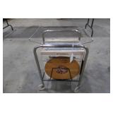 Approx. 40 Records, Vintage w/4 Wheel Cart