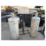 2-100lb LP Tanks w/Stand, Hookups & Regulator