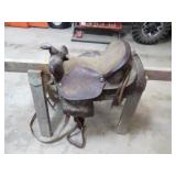 16in. Leather Saddle w/Straps & Poly Stirrups