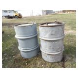2-Vintage Galvanized Barrels 55gal? Names in Disc