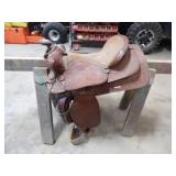 16in. Leather Saddle w/Straps & Wood Stirrups