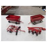 2-ERTL Red Pressed Steel Die Cast Wagons, ERTL