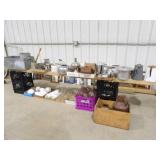 Various Galvanized Tin Items, Kettles, Globes, Mis