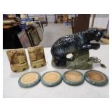 2 Marble Book Ends, 4 Marble Coasters, &