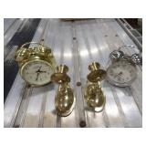 2 Alarm Clocks, 2 Brass Wall Candle Holders,