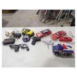4-RC Cars w/Remotes, 1-Nylint Tow Truck, Airplane&